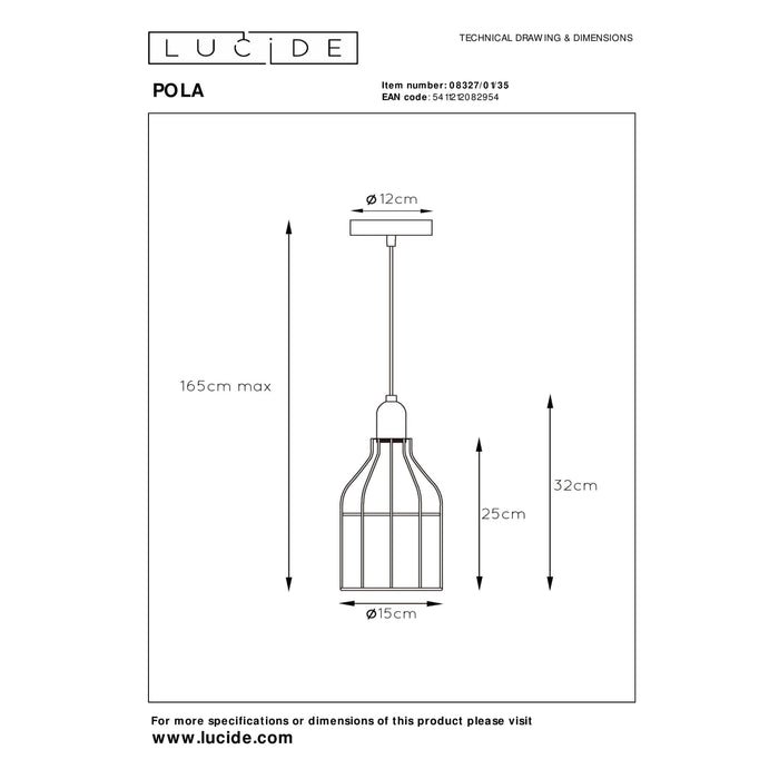 Lucide POLA Hanglamp - Blauw
