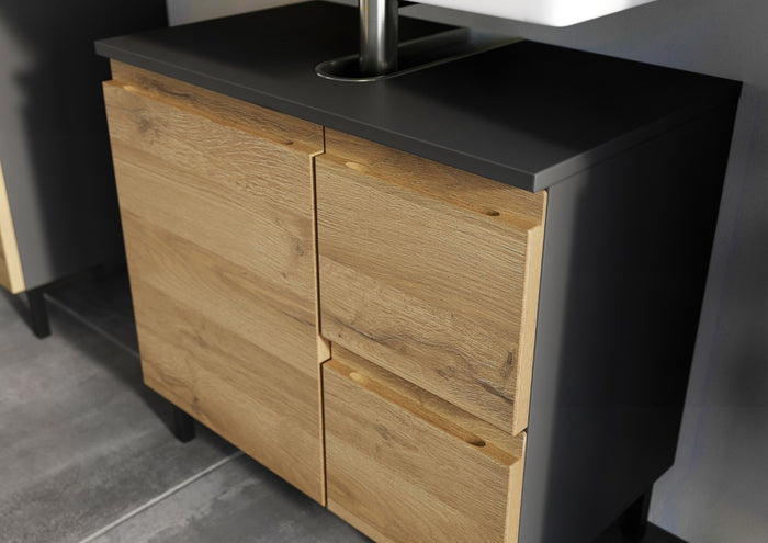 Germania Salinas Wastafelonderkast Grafiet | Eiken 60 cm