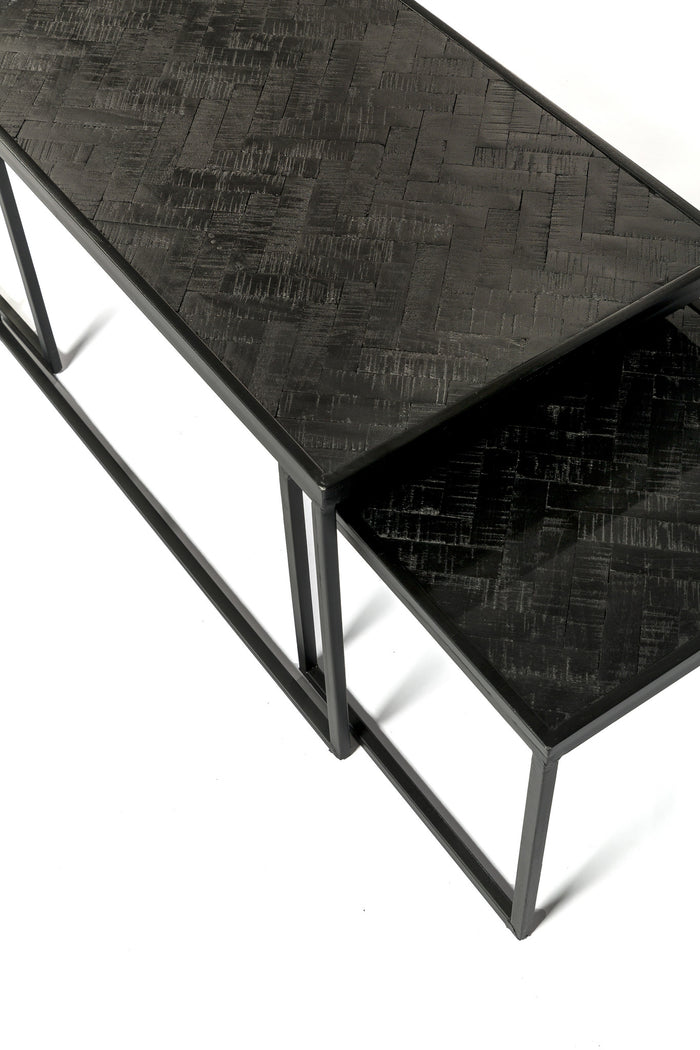 Duverger Herringbone - Salontafels XL - set van 3 - zwart - visgraat