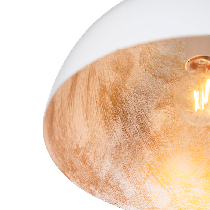 QAZQA Industriële plafondlamp wit met goud 35 cm - Magna