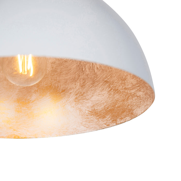 QAZQA Industriële plafondlamp wit met goud 35 cm - Magna