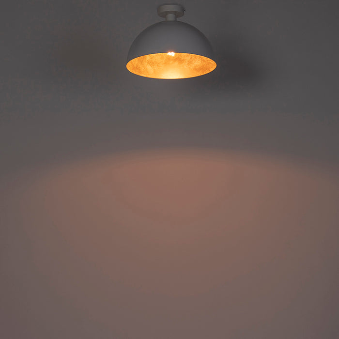 QAZQA Industriële plafondlamp wit met goud 35 cm - Magna