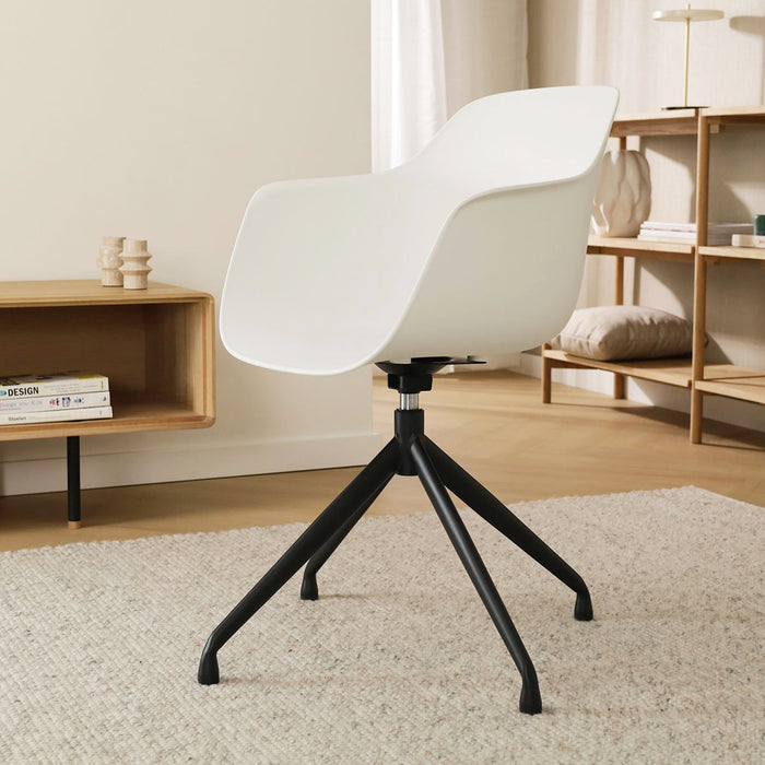 Nolon Nola-Puk Eetkamerstoel Wit - Draaibaar - Armleuning - Zwart