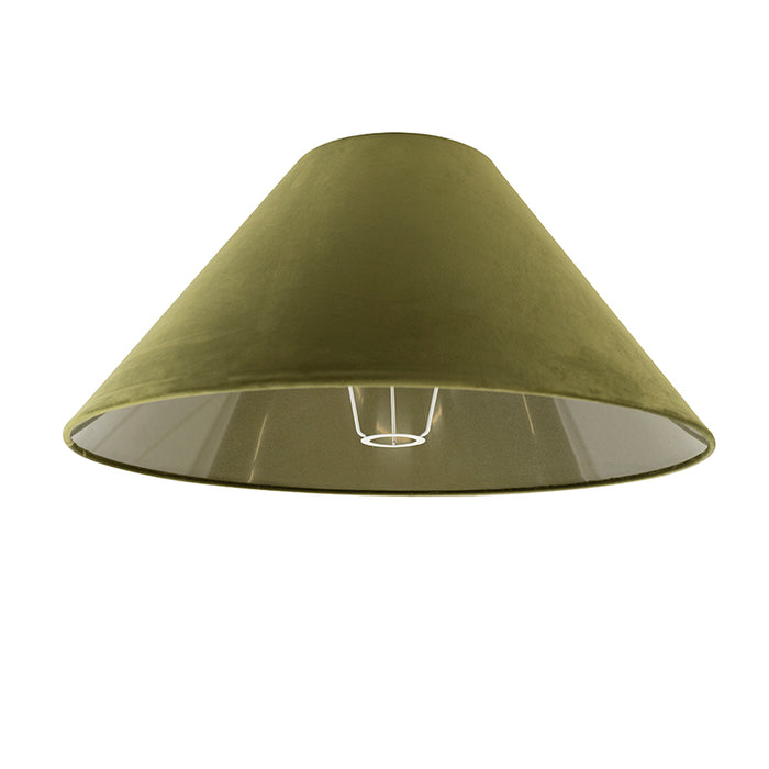 QAZQA Lampenkap rond extra schuin velours - Groen - - D 550mm