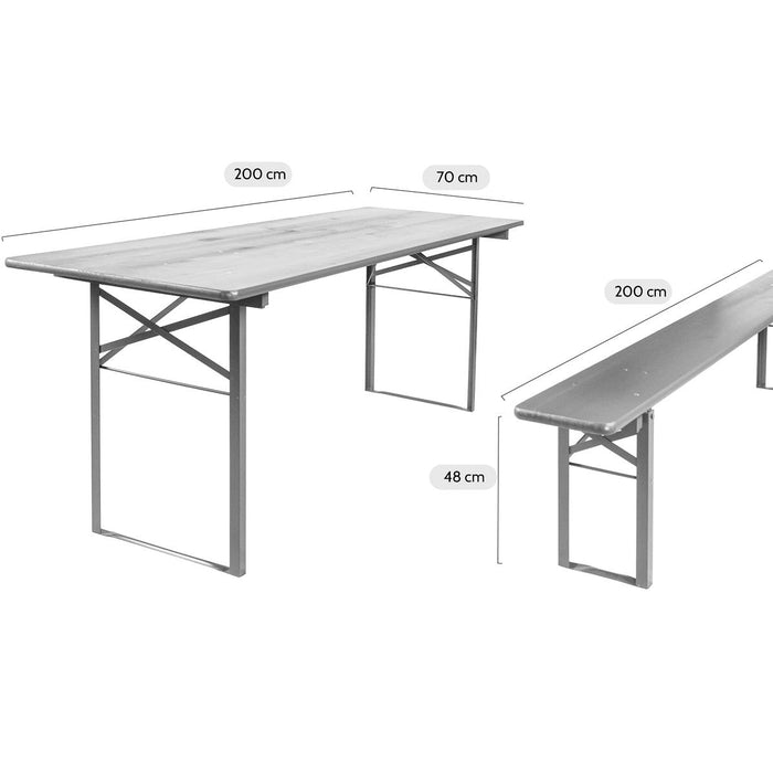Inklapbare picknickset Berlijn 200 cm whitewash
