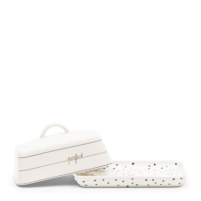 Riviera Maison Dots & Stripes Perfect Butter Dish - 18.0x12.5x9.0 cm