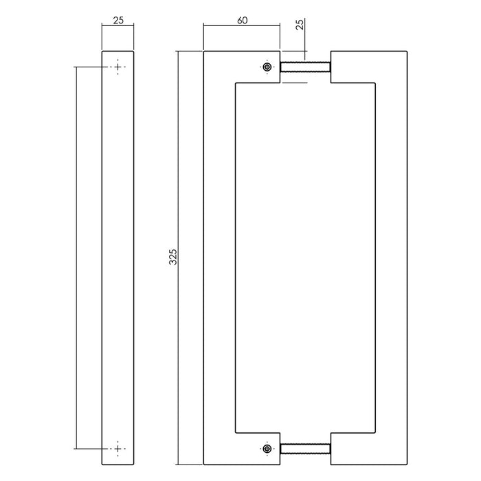 Intersteel Deurgrepen Vierkant per paar 325x60x25 mm mat zwart