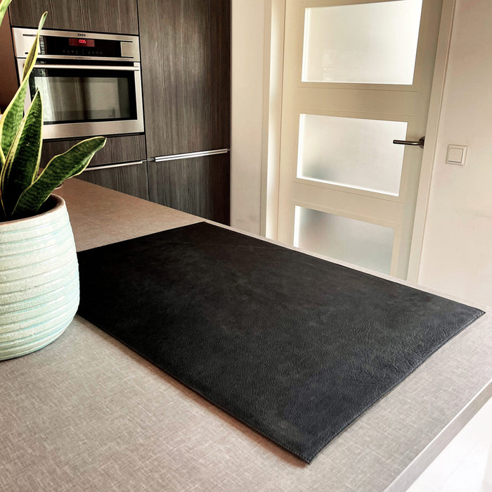 Inductie Beschermer - Leer Effen Zwart - 81x52cm