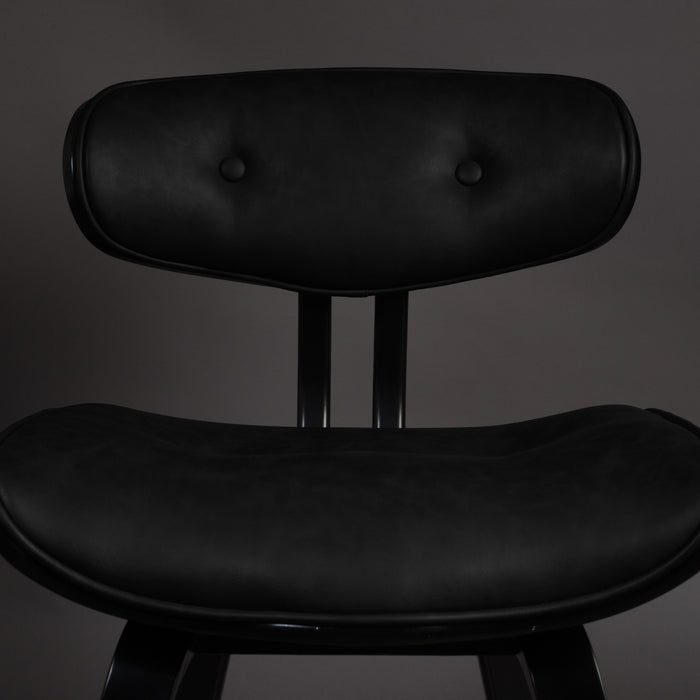 Dutchbone Blackwood Stoel - Zwart Onderstel - Zwart Kunstleer
