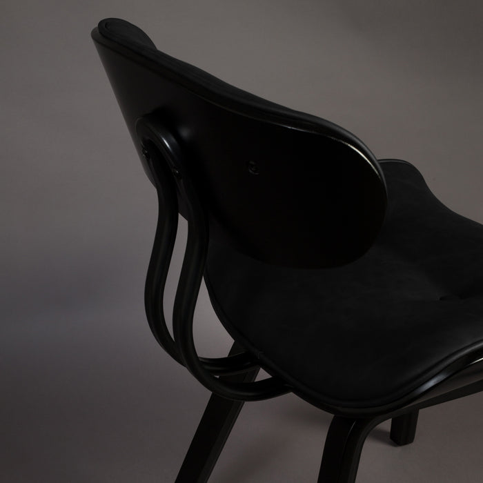 Dutchbone Blackwood Stoel - Zwart Onderstel - Zwart Kunstleer