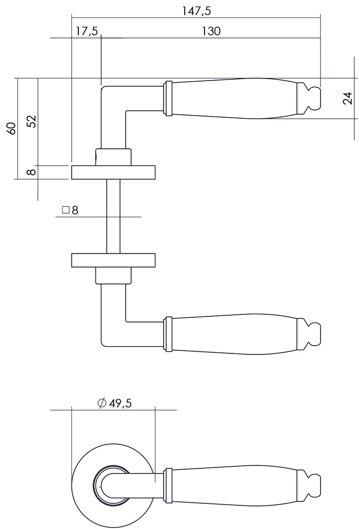 Intersteel Deurkruk Courgette met rozet nikkel