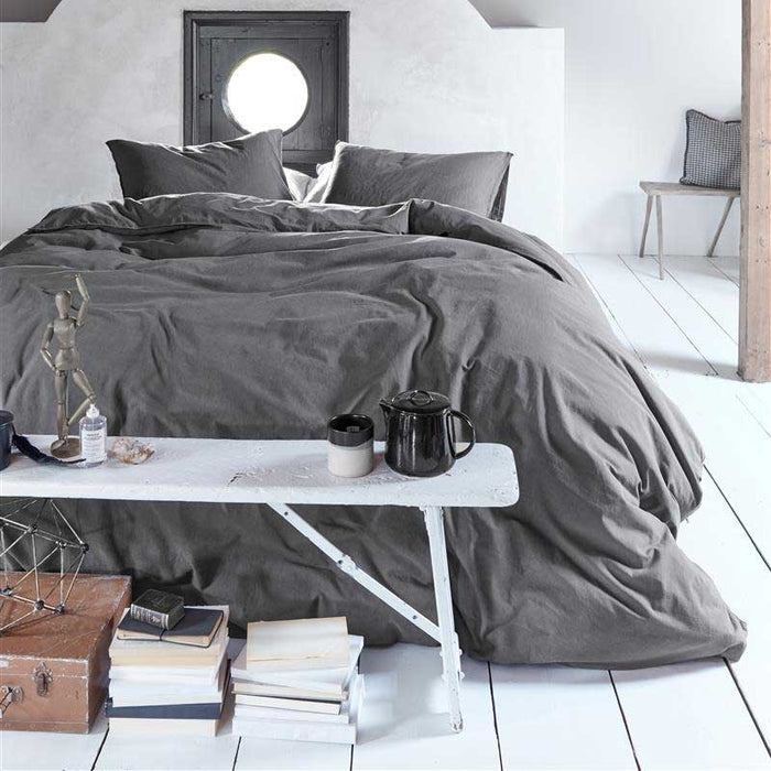 vtwonen Natural Stone Dekbedovertrek 140 x 200/220 cm - Antraciet