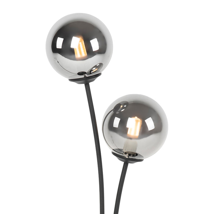 QAZQA Moderne tafellamp zwart 2-lichts met smoke glas - Athens