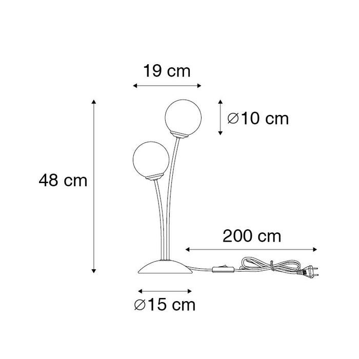QAZQA Moderne tafellamp zwart 2-lichts met smoke glas - Athens