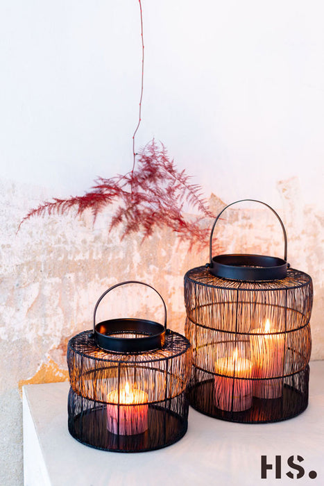 Sweet Living - Zwarte Lantaarn Nina - Ø25xH20 cm