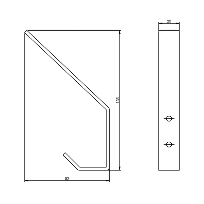 Intersteel Kapstokhaak gebogen rvs geborsteld 135 mm