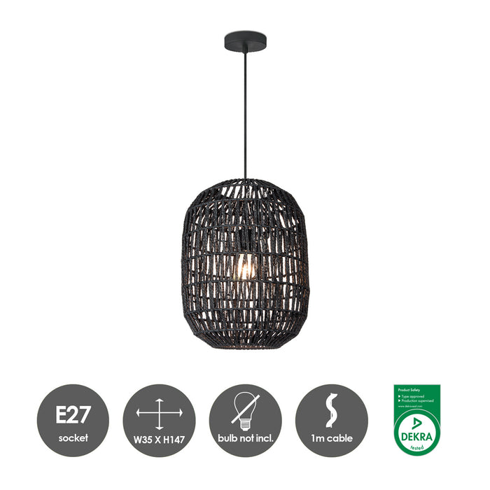 Home sweet home Rope Hanglamp - Zwart