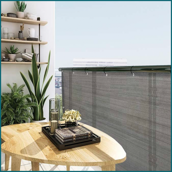 HIXA Balkonscherm Balkondoek Zonnescherm Winddicht 445x76 cm Donker...