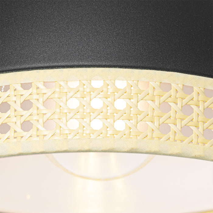 QAZQA Oosterse hanglamp zwart met rotan 30 cm - Magna Rotan