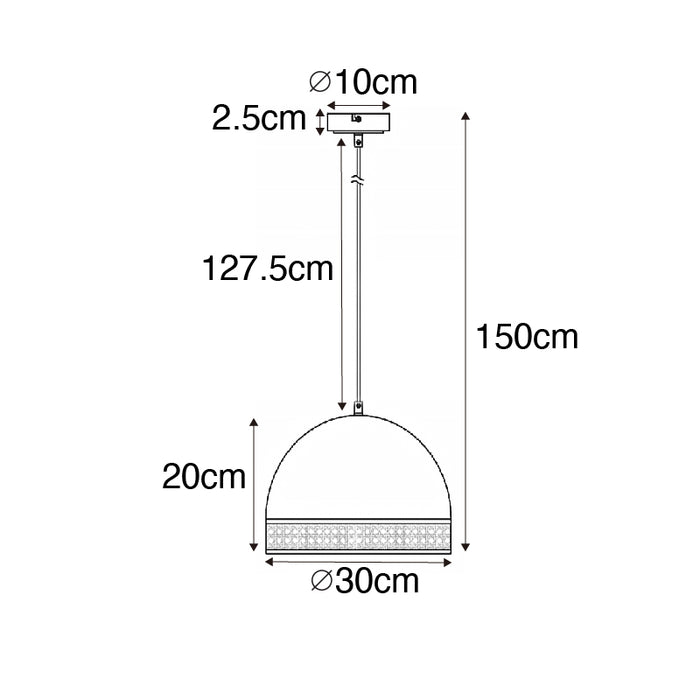 QAZQA Oosterse hanglamp zwart met rotan 30 cm - Magna Rotan