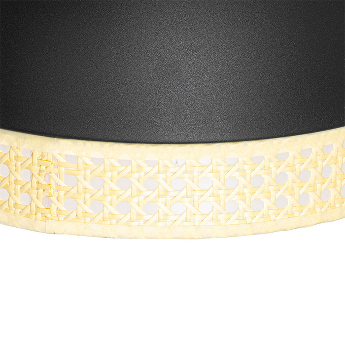 QAZQA Oosterse hanglamp zwart met rotan 30 cm - Magna Rotan