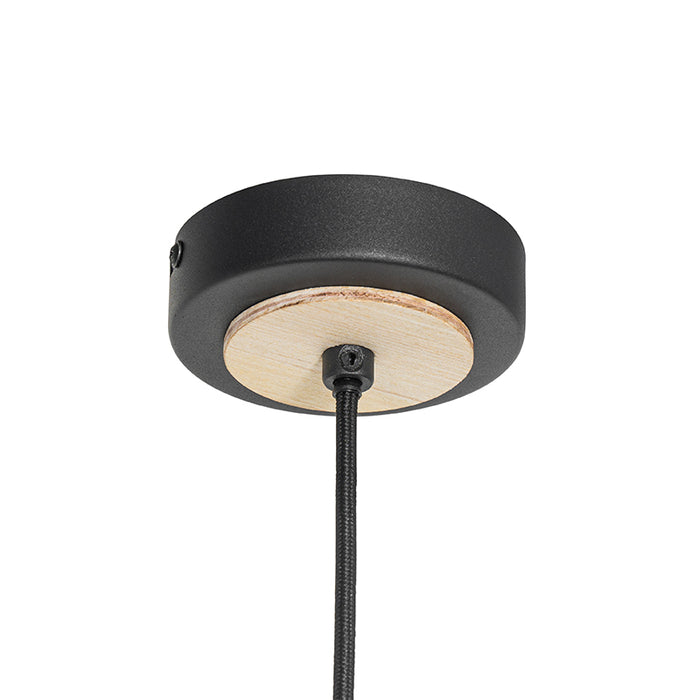 QAZQA Oosterse hanglamp zwart met rotan 30 cm - Magna Rotan