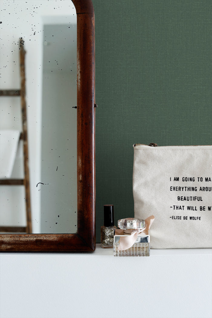 ESTAhome behang linnenstructuur vergrijsd groen - 0,53 x 10,05 m - 148