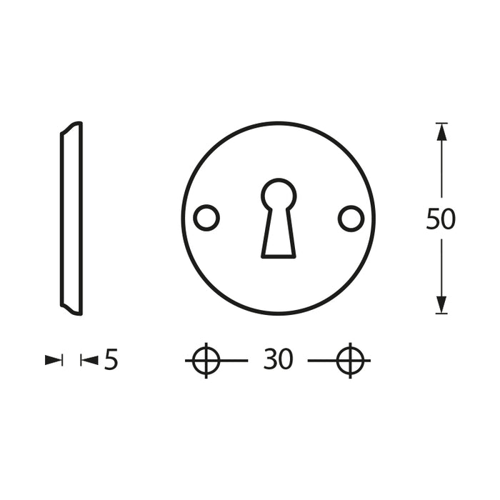 Intersteel Rozet sleutelgat schroefgat mat zwart