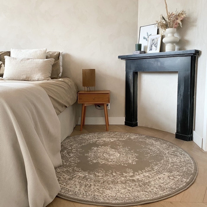 Interieur05 Rond Vintage Vloerkleed Keshan taupe|Bruin - 160 cm