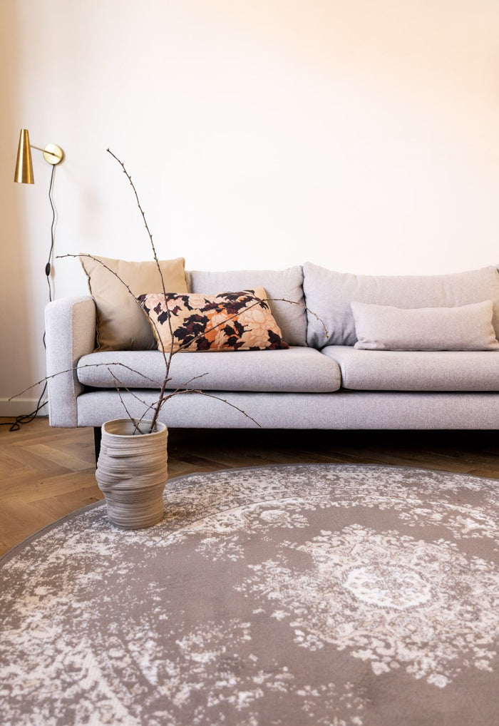 Interieur05 Rond Vintage Vloerkleed Keshan taupe|Bruin - 160 cm