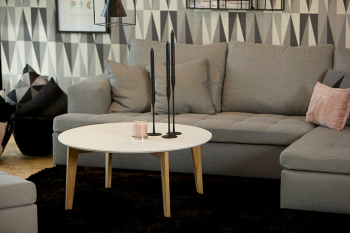 Hioshop Astrid ronde salontafel wit en eiken.