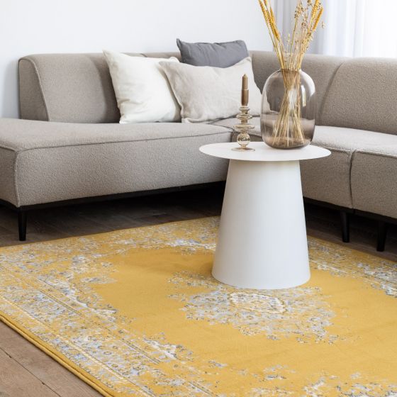 Interieur05 Rond Vintage Vloerkleed Keshan Geel - 190 cm