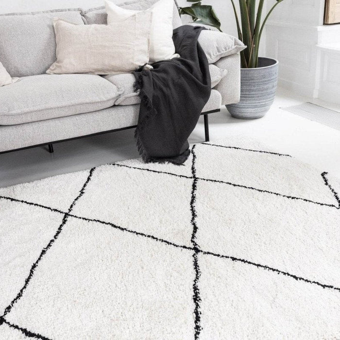 Interieur05 berber vloerkleed hoogpolig wit|zwart - scandinavisch -...