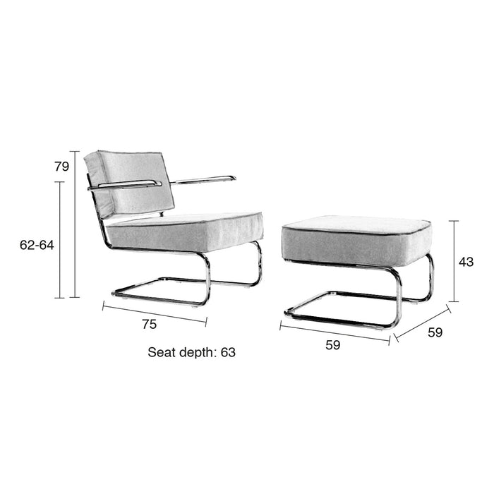 Zuiver Lounge Chair Ridge Rib Fauteuil