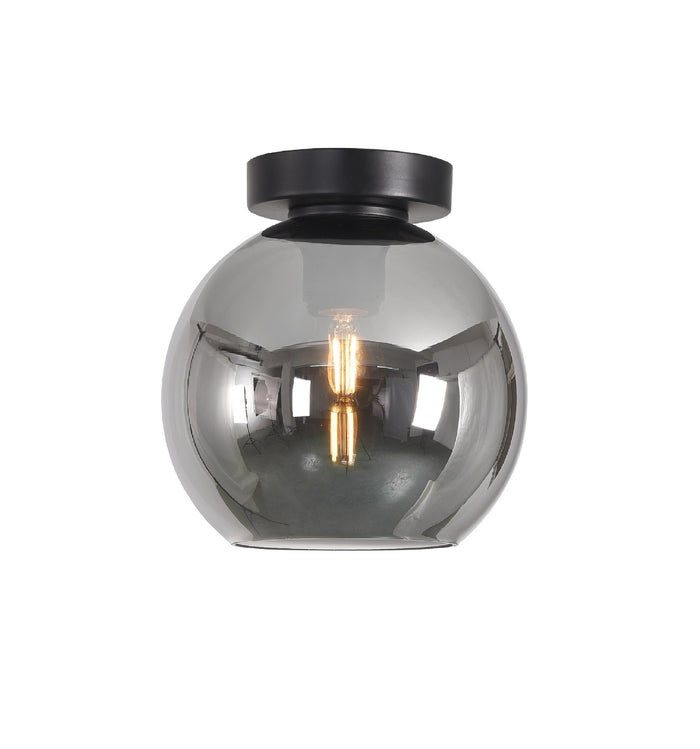 Artdelight Plafondlamp Marino Zwart & Smoke Glas 20cm