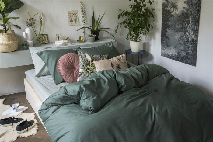 Dindi Home - Dekbedovertrek Plain Beauty - 200x220 - Donker Groen