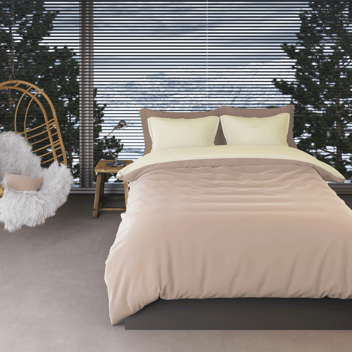 Flanellen Dekbedovertrek Comtesse Zand|Ivoor-140 x 200|220 cm