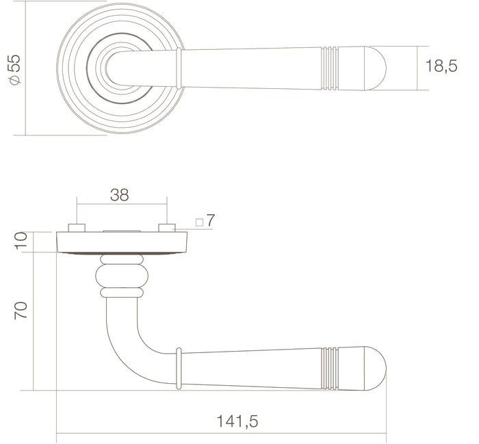 Intersteel Deurkruk Emily op rozet oud grijs
