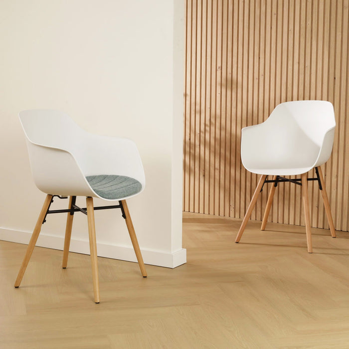 Nolon Nena-Puk eetkamerstoel wit - houten onderstel