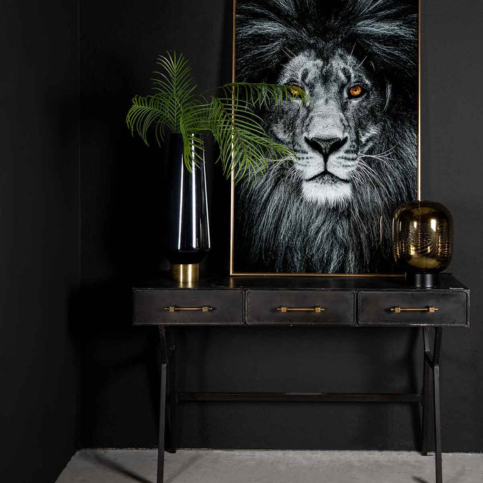 PTMD Jago Sidetable met 3 lades - 130 x 46 x 79 cm - Ijzer - Zwart