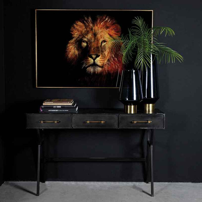 PTMD Jago Sidetable met 3 lades - 130 x 46 x 79 cm - Ijzer - Zwart