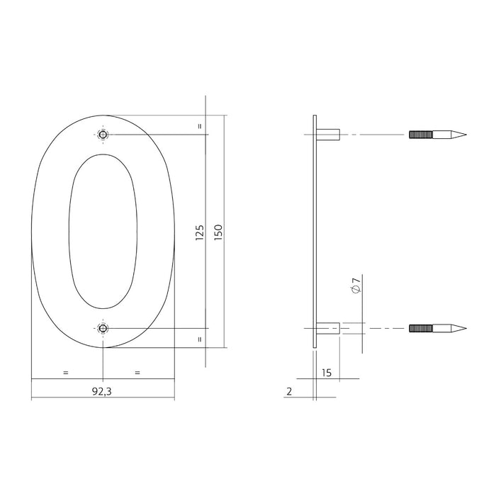Intersteel Huisnummer 0 150x2mm rvs geborsteld
