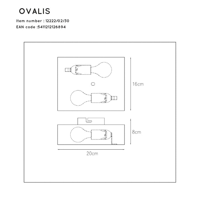 Lucide OVALIS Wandlamp - Zwart