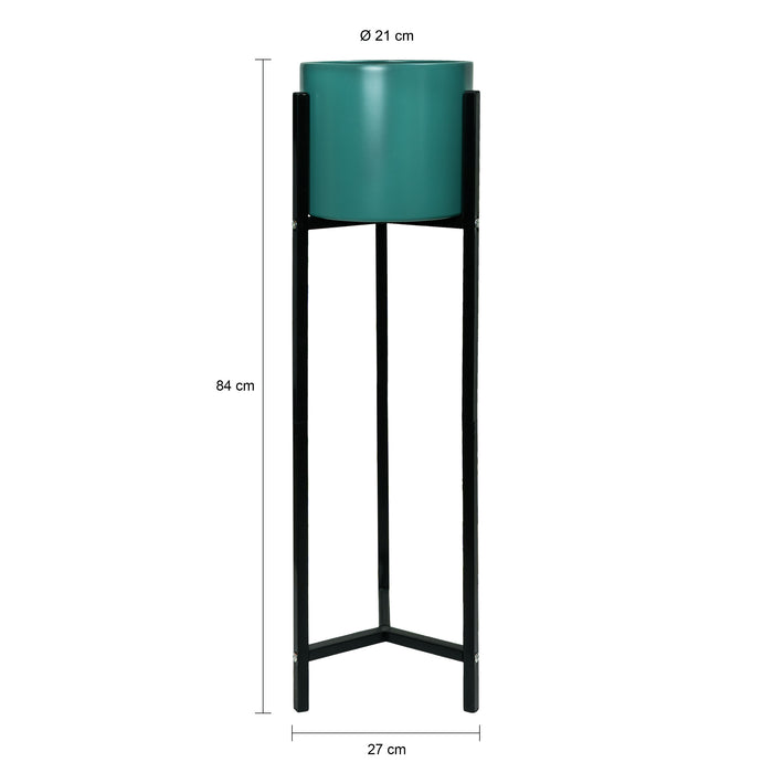 QUVIO Bloempot op metalen driepoot - Blauw