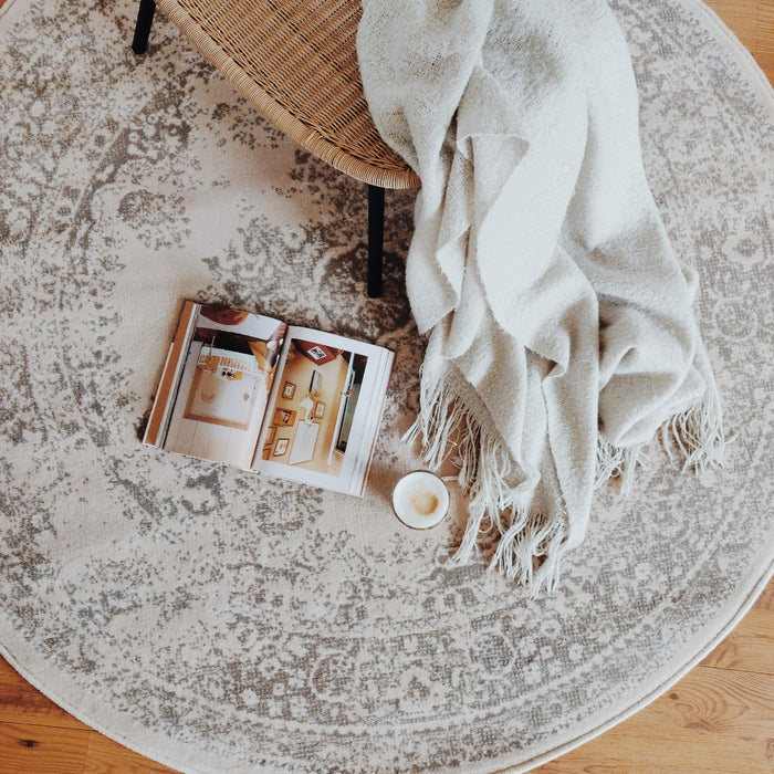 Interieur05 Rond Vintage Vloerkleed Keshan zand|beige-160 cm