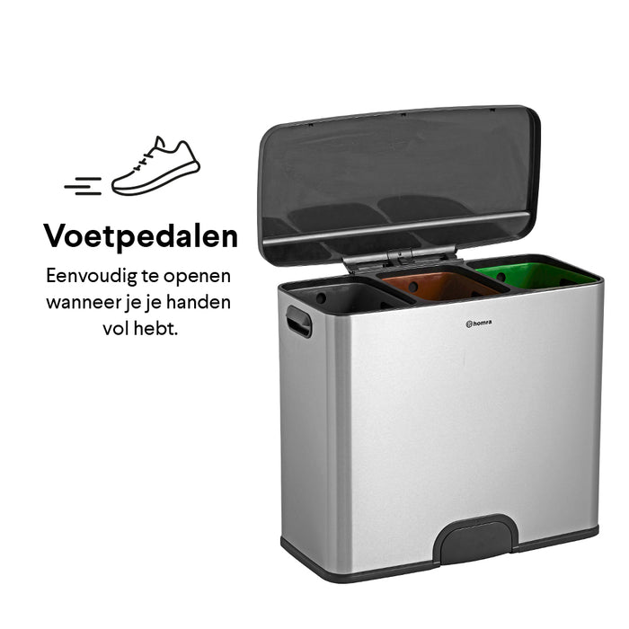 Homra 'Kick me' Afvalemmer met Sensor 45 Liter (15+15+15 liter)