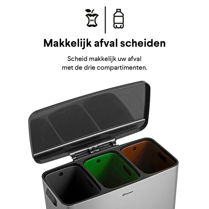 Homra 'Kick me' Afvalemmer met Sensor 45 Liter (15+15+15 liter)