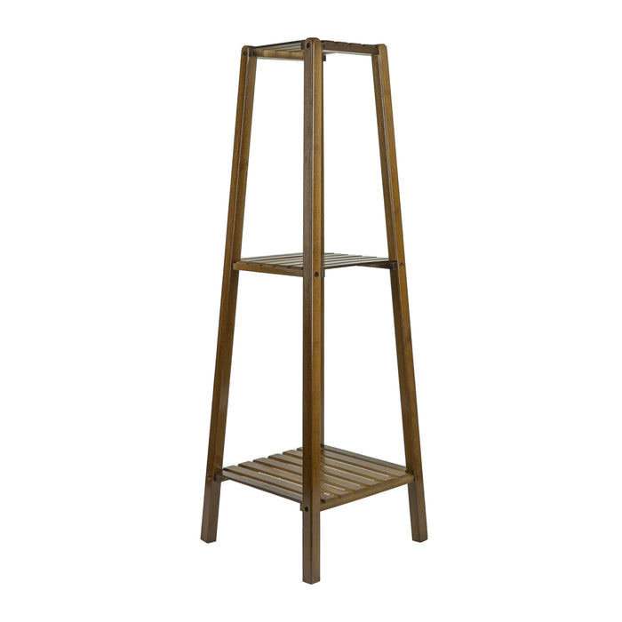 QUVIO Plantenstandaard 3 laags hout - Donkerbruin