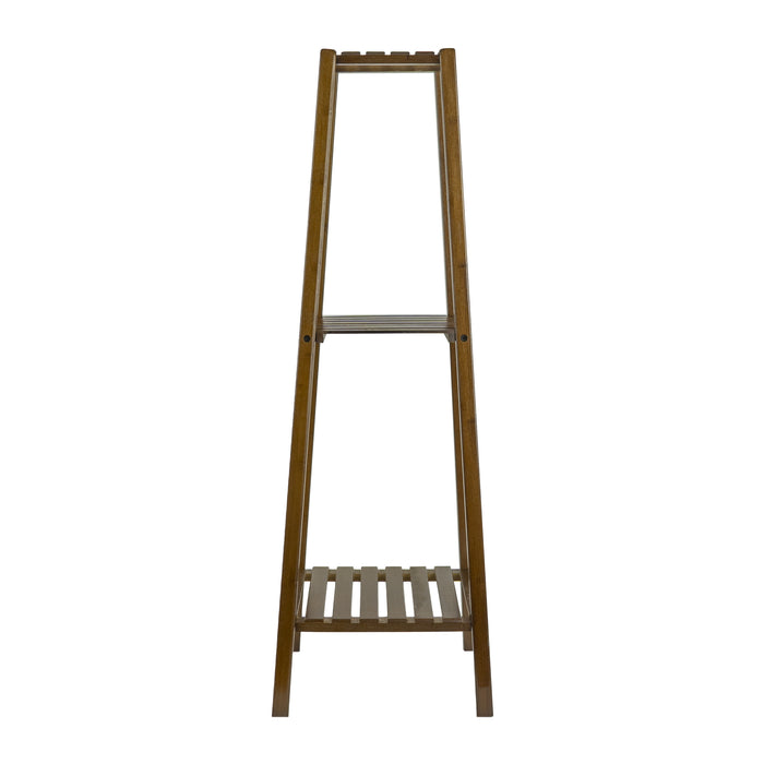 QUVIO Plantenstandaard 3 laags hout - Donkerbruin