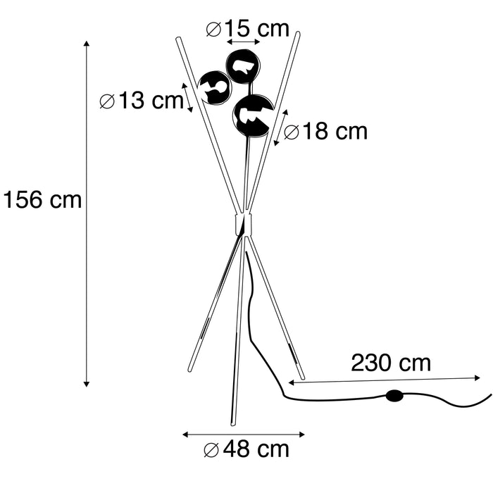 Trio Leuchten stino vloerlampen H 156 cm